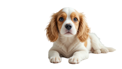 Adorable young puppy with expressive eyes and fluffy coat lying on black background showcasing playful cute and friendly canine companionship for pet lovers
