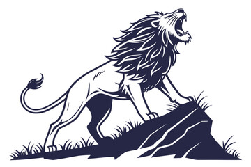 Roaring Lion Silhouette - Powerful Vector Illustration of Fierce Majesty