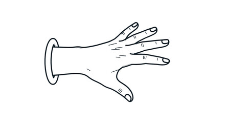 Obraz premium Detailed White Line Art Illustration of a Hand with Fingers Spread Open on White Background Showing Anatomy and Gesture