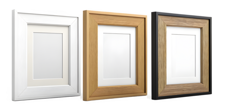 Three picture frames isolated on transparent background for home decoration - Powered by Adobe