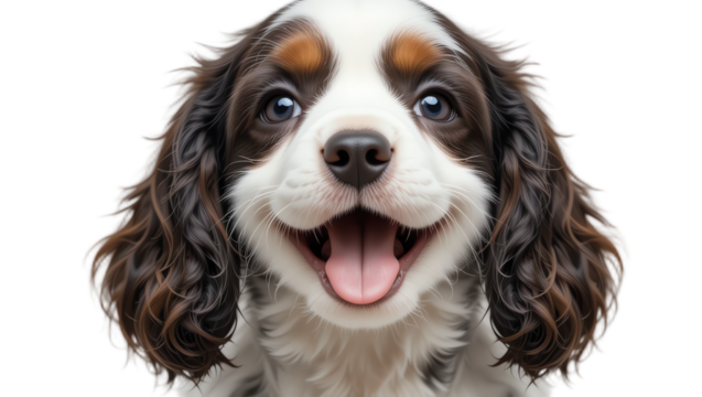 Adorable puppy with joyful expression showcasing playful canine features bright eyes fluffy fur and charming face perfect for pet lovers and animal enthusiasts