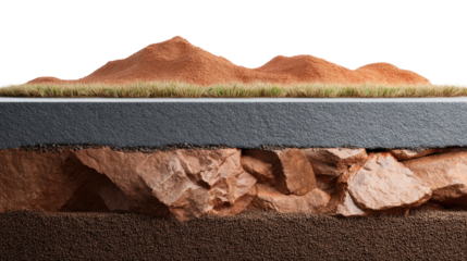 Asphalt Road Layers:  A cross-section of an asphalt road showcases meticulously detailed layers, unveiling the foundational components.