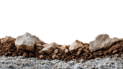 Section of land: An eye-level macro perspective showcases a cross-section of earth layers, revealing the geological story etched within the dirt and rocks
