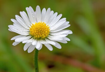 Obraz premium Close-up of a white daisy with dew drops