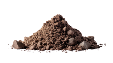 Pile of Earth and Rock: A mound of rich, dark earth and rough rock, captured in a close-up shot, revealing the raw texture of the natural world and the intricate details of earth materials.