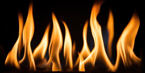 Naklejka premium Fiery flames against a black backdrop (2)
