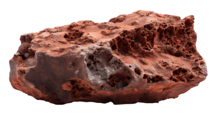 Mars surface chunk with realistic dusty texture, red rocks, isolated on white