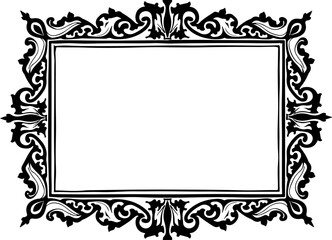 Baroque brilliance black logo featuring an ornate vintage European border, crafted with intricate details and elegant flourishes