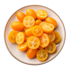 Pile of sliced kumquats isolated on transparent background