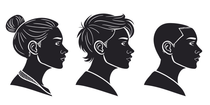 Vector Silhouette User Profile Icons Set &ndash; Diverse Hairstyles for Digital Avatars
