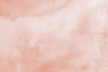 Pink Abstract Watercolor Background Texture. Coral Pink Plaster Wall Texture With Stains And Spots. Pink Marble Wall Texture With Stains. Rough Marble Wall With Visibible Irregular Marks. 