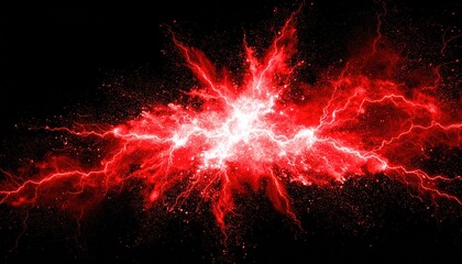 Fiery red energy explosion with bright lightning streaks across a dark background