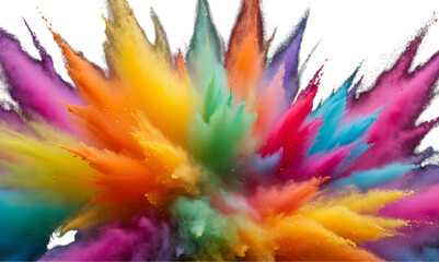 Vibrant Rainbow Powder Explosion; Abstract Colorful Burst; High-Resolution Stock Photo.