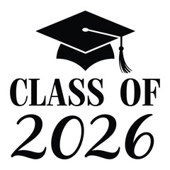 Class of 2026 Graduation Design with a Mortarboard and Typography.


