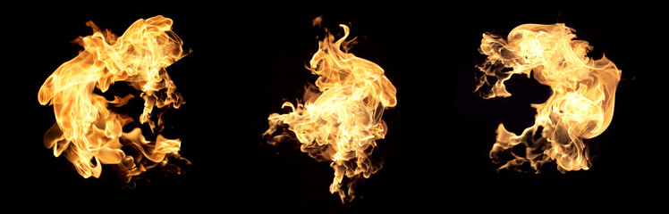 Fototapeta premium Fire flames on a black background