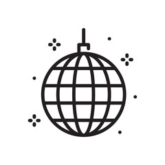 Disco ball line icon. Party globe, sphere symbol. Vector illustration. Editable stroke. Flat design. Isolated on a white background.