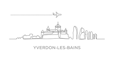 Obraz premium YverdonLesBains Skyline with Minimalist, and Switzerland.
