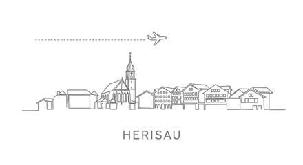 Obraz premium Herisau Skyline Minimalist Travel Poster.
