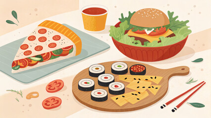 Culinary and Delicious Food Illustration – 16:9 Horizontal