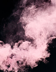 Pink smoke billowing out of a fire