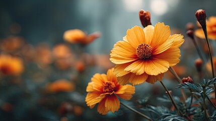 Bright Orange Flowers in Soft Focus