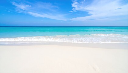 Fototapeta premium Serene tropical beach scene with turquoise water and white sand