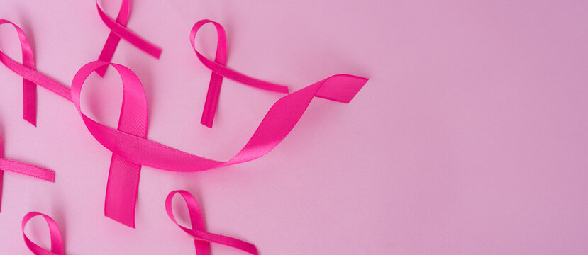 healthcare and medicine concept. pink breast cancer awareness ribbon.