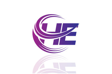 HE Circular Swirl Logo – Modern Gradient Symbol for Business, Corporate & Creative Branding Identity Design