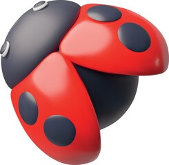 Ladybug or ladybird insect top view realistic 3D vector icon, cartoon red beetle with black dots pattern on the wings © sabelskaya