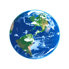 Fototapeta premium Detailed Earth Globe Illustration Featuring Blue Oceans and Green Continents with Atmospheric Detail