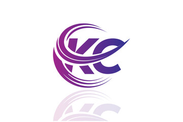 Obraz premium KC Circular Swirl Logo – Modern Gradient Symbol for Business, Corporate & Creative Branding Identity Design