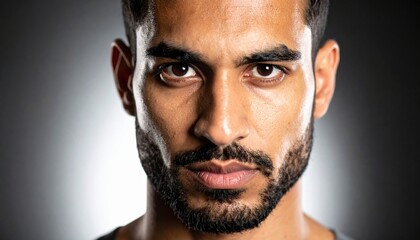 Obraz premium Headshot of a Man with Dark Hair and a Beard