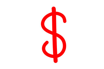 Red USD icon. Hand drawn dollar money symbol doodle style scribble US currency sign for highlights and emphasize isolated on transparent png 