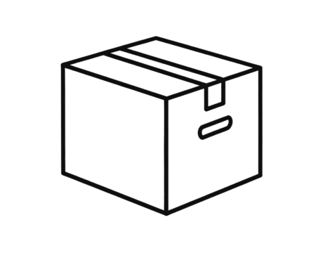  Closed Office Box with Handle Holes, Angled 3D Perspective Outline, Bold Stroke Icon