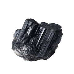 Raw Black Tourmaline Schorl Crystal Mineral Isolated on Transparent Background