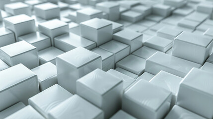 Fototapeta premium 3D Glossy White Cubes Abstract Background Design