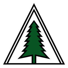 Obraz premium Pine Tree in Triangle Logo