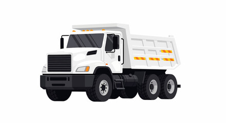 Fototapeta premium A modern white heavy-duty dump truck with an empty tipper bed, isolated on a plain white background.