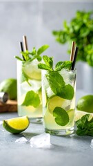 Fototapeta premium Refreshing Mojitos, Close-up, Kitchen Counter