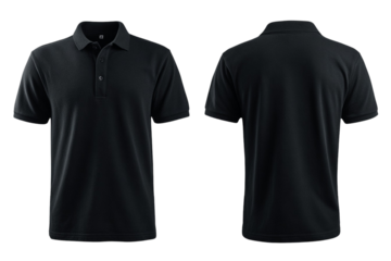 Black Polo Shirt Blank Clothing Mockup Isolated on Transparent Background