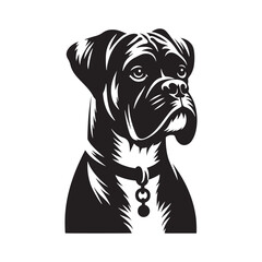 Boxer Dog Vector Silhouette – Strong Athletic Canine Outline Design, Perfect for Pet Lovers, Guard Dog Art, Logos, Prints, Home Decor, Illustrations, and Graphic Projects
