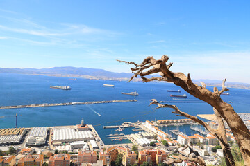 The Strait of Gibraltar is a narrow strait that connects the Atlantic Ocean with the Mediterranean Sea and separates Europe from Africa