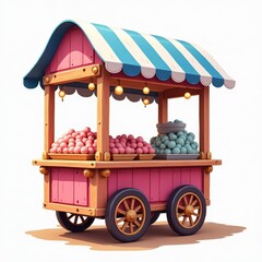 Colorful Candy and Pastry Cart &ndash; Cartoon Dessert Kiosk