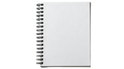 Plain White Spiral Bound Notebook with Black Metal Binding.