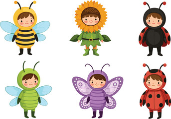 Funny cartoon kids set illustration