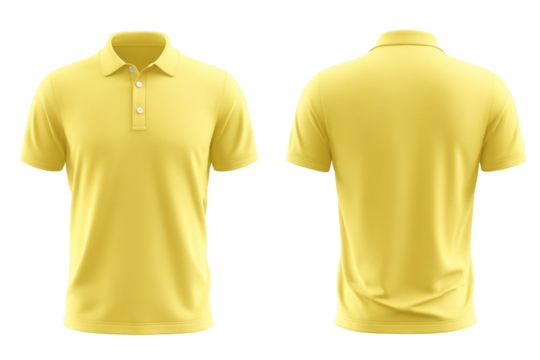 Plain Yellow Polo T-Shirt Template for Branding and Design Cut Out PNG