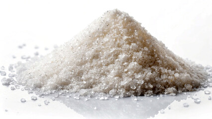 Pile of Brining salt on white or transparent background