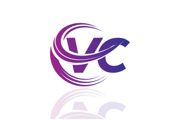 Obraz premium VC Circular Swirl Logo – Modern Gradient Symbol for Business, Corporate & Creative Branding Identity Design