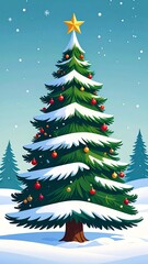 Christmas tree in snowy landscape (1)