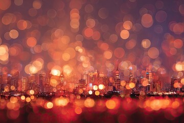 Obraz premium City lights bokeh panorama